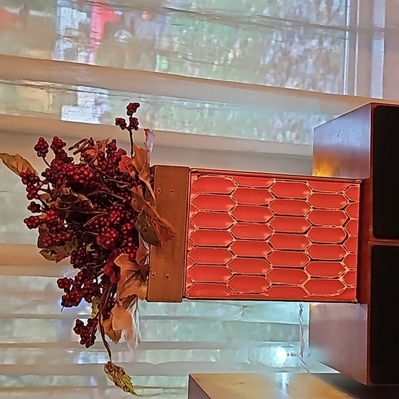 CANDLE HOLDER Rustic Metal Wood Fall Decorative - Picture 1 of 6